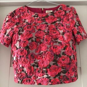 Kate Spade brocade flower zip up top